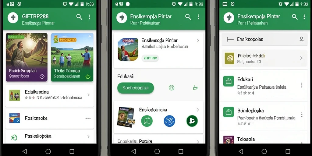 Tampilan antarmuka aplikasi Ensiklopedia GIFTRP288 yang modern dan interaktif.
