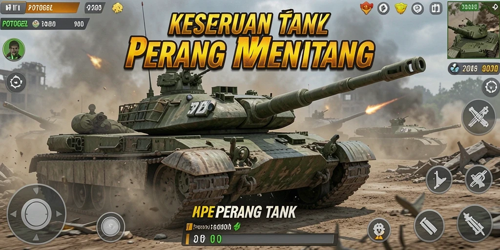 Tampilan antarmuka <strong>POPOTOGEL</strong> yang menarik dan dinamis saat perang tank.
