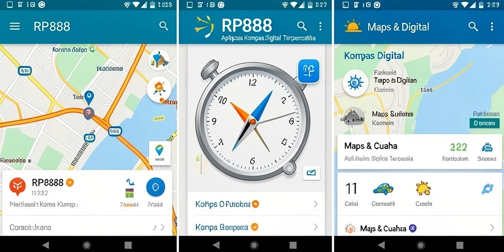 Antarmuka RP888 menampilkan gambar kompas digital yang jelas dan informatif.