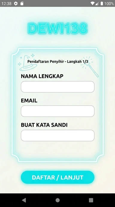 Tampilan halaman daftar dewi138